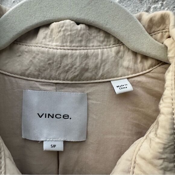 VINCE Padded Shirt Jacket Women Size Small Textured Coat Cream Neutral Relaxed - Picture 7 of 13